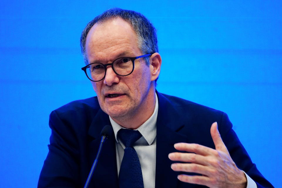 Peter Ben Embarek, a member of the World Health Organization (WHO) team tasked with investigating the origins of the coronavirus disease (COVID-19), speaks at the WHO-China joint study news conference at a hotel in Wuhan, Hubei province, China February 9, 2021. REUTERS/Aly Song