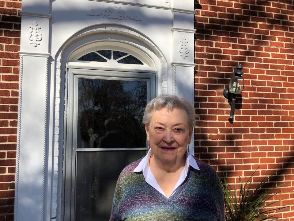 Nancy Stewart is shown outside her West Knoxville home on Nov. 17, 2021. A trash pickup in her neighborhood was recently organized in memory of her late husband, John Stewart, and in honor of her.