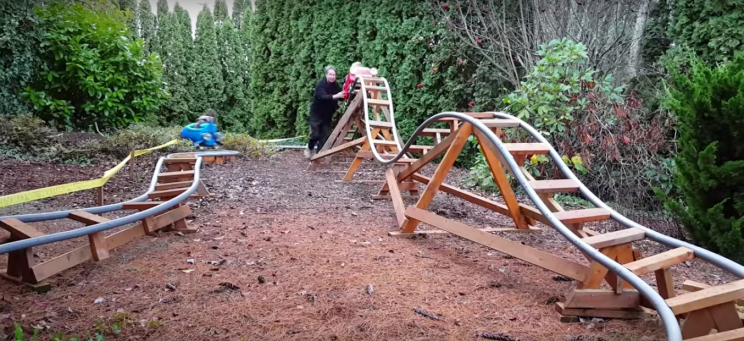 Paul has to push the carts up to the top of the hill himself