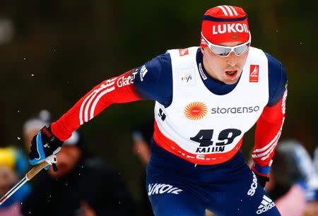 Alexander Legkov of Russia competes in the men's 15 km free individual race at the Nordic World Ski Championships in Falun in this file photo dated February 25, 2015. REUTERS/Kai Pfaffenbach