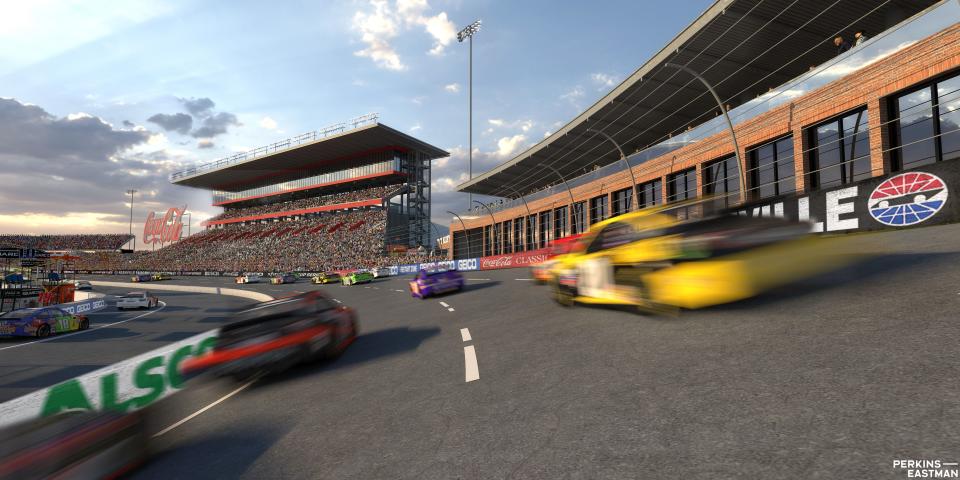 A rendering shows the historic Nashville Fairgrounds Speedway after renovations proposed by Bristol Motor Speedway.