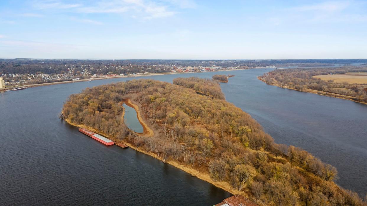 Towhead Island sits across from downtown Muscatine on the Mississippi River. It's on the market for $1.5 million.