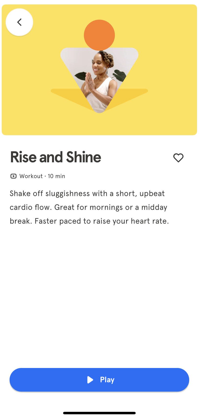 a yoga course called "Rise and Shine" in a screenshot of the meditation app Headspace