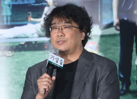 South Korean director Bong Joon-ho speaks at a news conference in Seoul, South Korea, May 28, 2019. Yonhap/via REUTERS