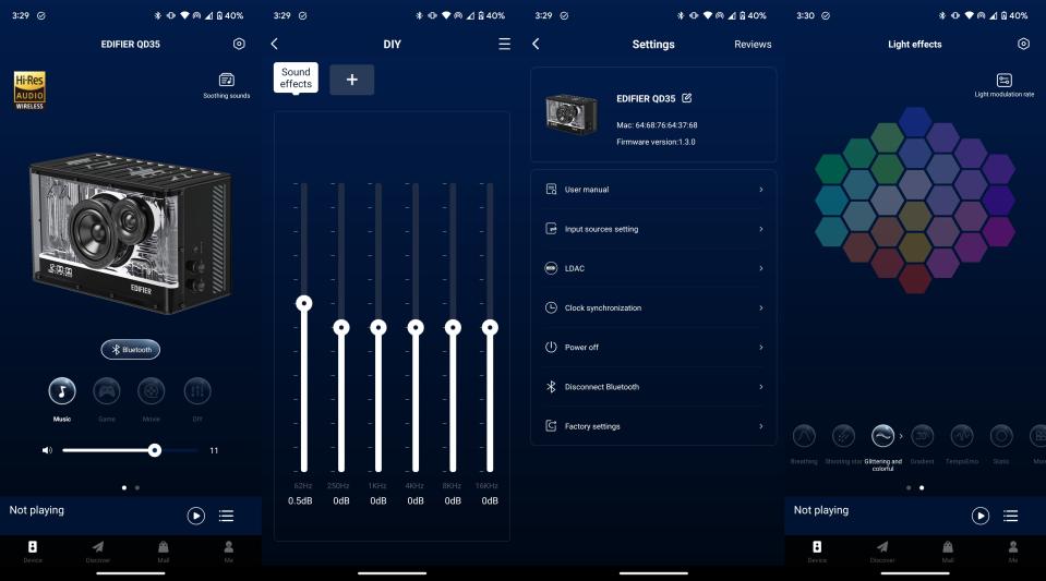 Edifier QD35 app settings screenshots