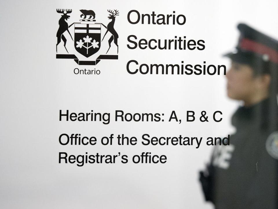  A Toronto Police Services officer at the Ontario Securities Commission in Toronto.