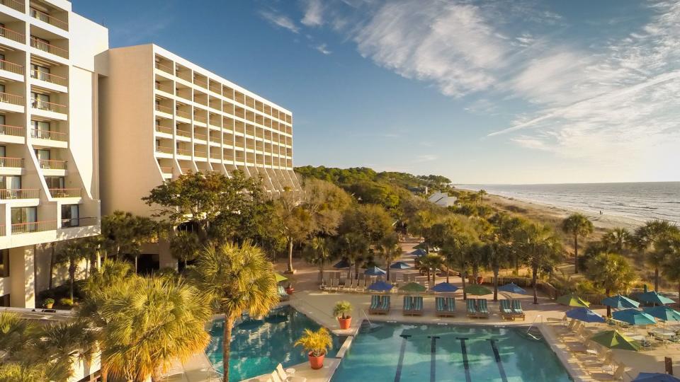 Exterior and pool view of Hilton Head Marriott Resort &amp; Spa