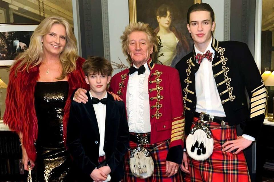 Rod Stewart and Sons Match in Traditional Kilts for Family Photo ...