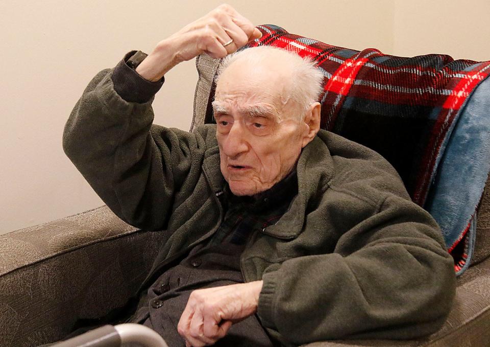 Speros Karas, 100, talks about his time in a prison camp in Greece during WWII and his later life in America.