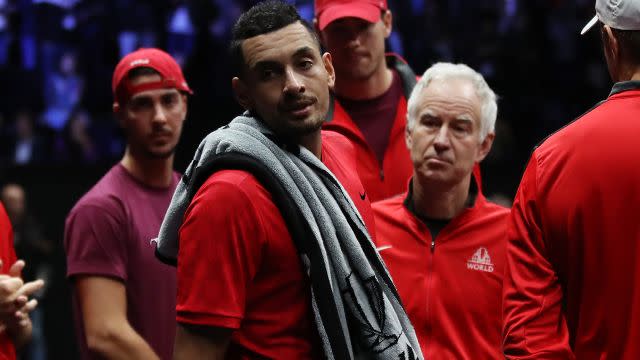 Kyrgios and McEnroe at the Laver Cup. Image: Getty