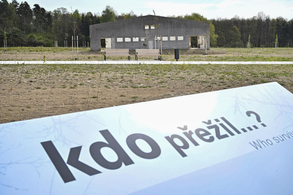 The Holocaust Memorial of Roma and Sinti is seen before the opening ceremony, in Lety, Czech Republic, Tuesday, April 23, 2024. (Lubos Pavlicek/CTK via AP)