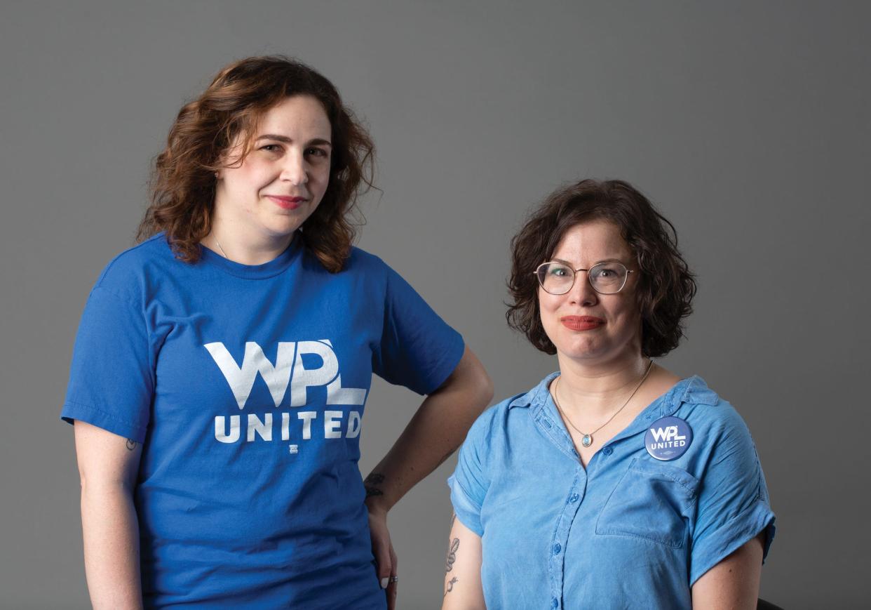 Tara Shiman and Kristin McCormick from Worthington Libraries, whose employees voted in October 2021 to form the first library system union in the Columbus area.