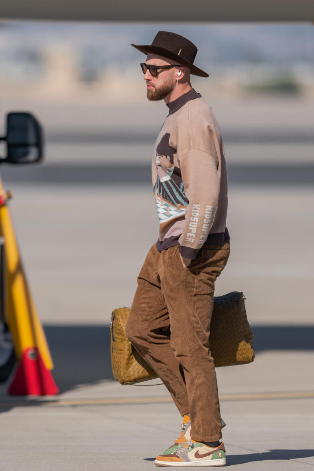 ProTrending on Instagram: Checkout #TravisKelce arriving for Week 7  @chiefs x @broncos game styling in a @celine coat, @amiri leather pants,  and @louisvuitton lv creeper ankle boots. #protrending #stylelikeapro  #nflstyle (via @killatrav)