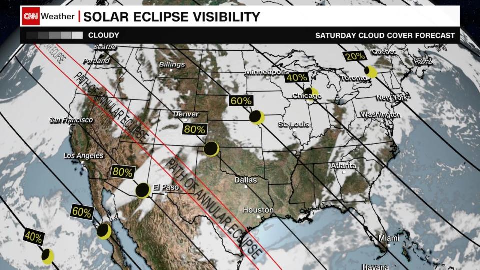 La visibilidad del eclipse solar podría verse amenazada por nubes y tormentas en EE:UU. (CNN)