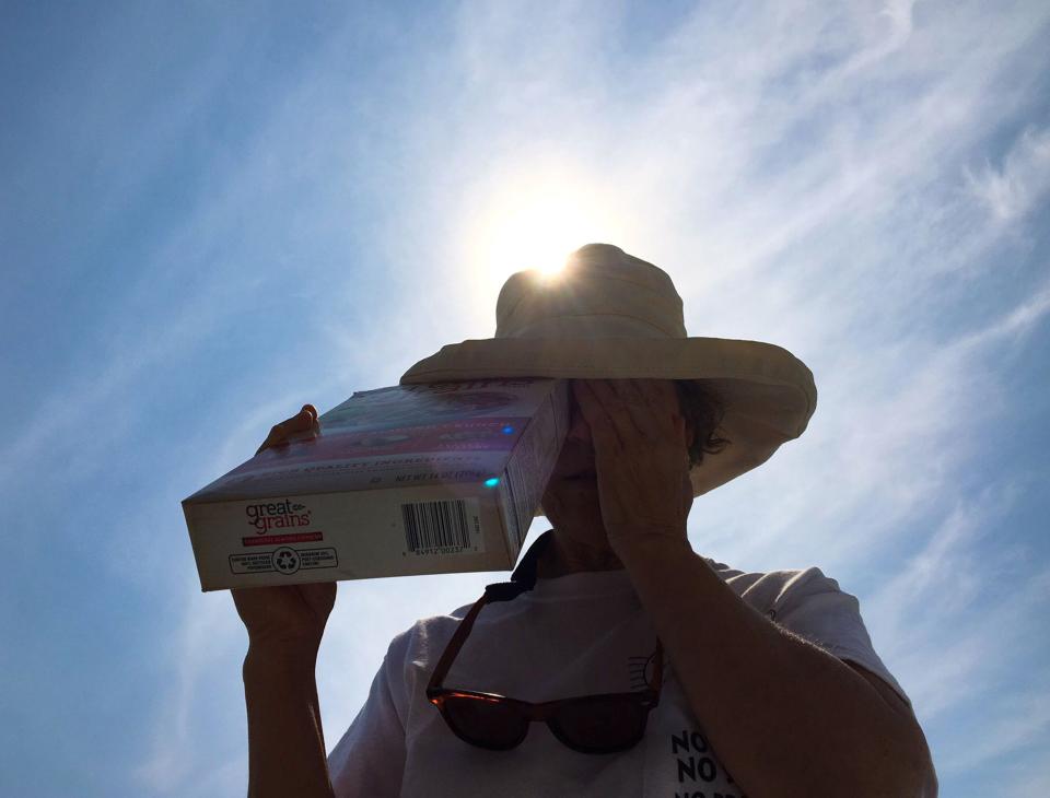 BARNSTABLE 08/21/17 No need to get expensive, a cereal box can be converted into a solar eclipse viewer in a few simple steps. 
Steve Heaslip/Cape Cod Times