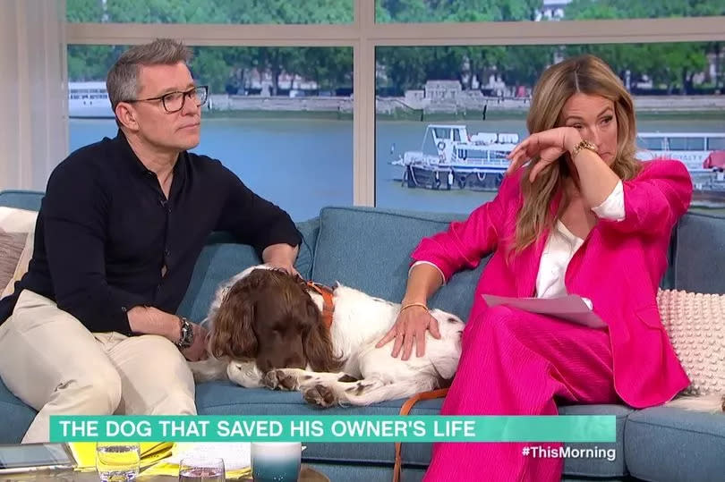 This Morning host Cat Deeley broke down in tears as she talked to a guest who spoke about his late dog saving his life in emotional scenes on Thursday