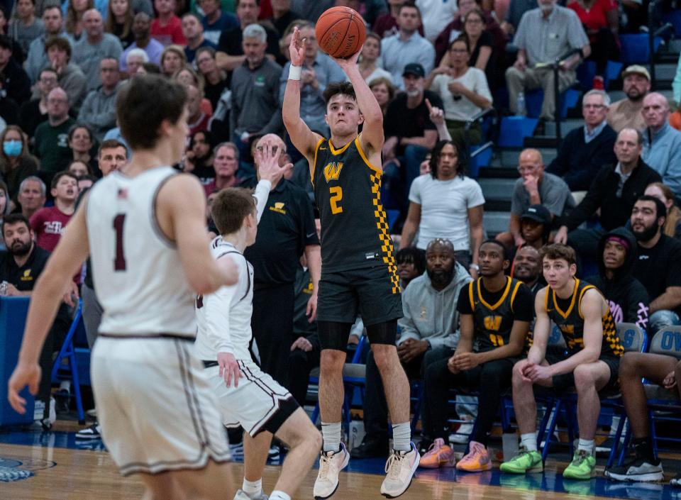 Archbishop Wood's Mike Green shoots a 3-pointer during Friday's PIAA Class 6A state playoff win over Lower Merion.