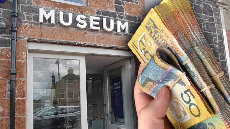 A 'four figure sum' of Australian cash was found inside the Biggar Museum in Lanarkshire, Scotland.