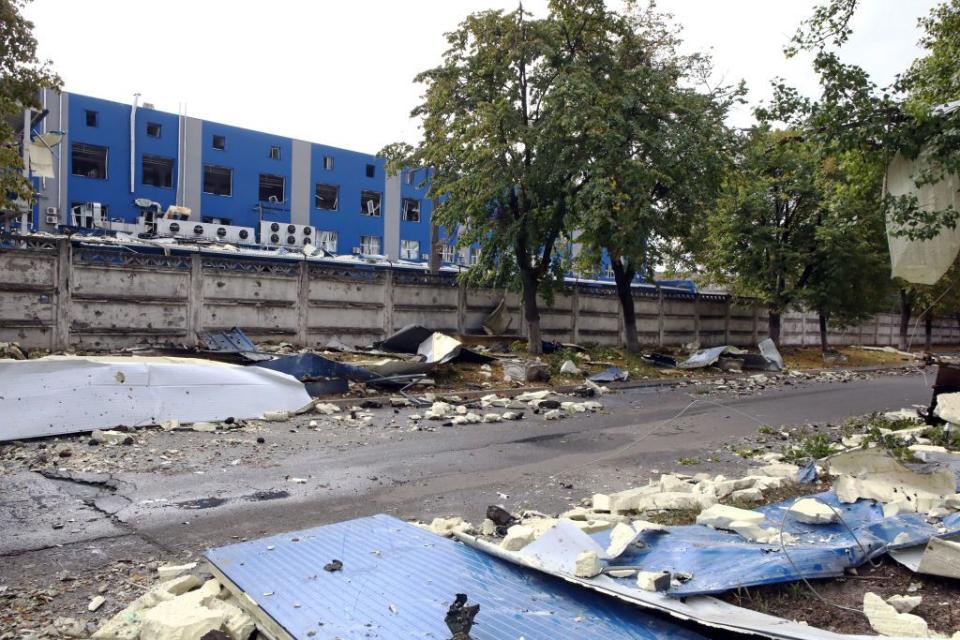 A Pepsi plant damaged by falling Russian missile fragments in Kyiv Oblast on Sept. 21, 2023.(Ukrinform/NurPhoto via Getty Images)