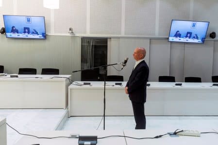 Former Venezuelan intelligence chief Carvajal stands during his extradition hearing to U.S. in Madrid