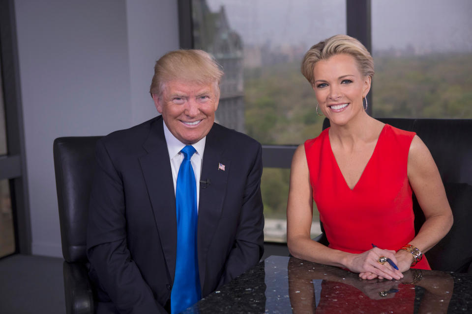 President Trump with Megyn Kelly, April 26, 2016; he has publicly feuded with the journalist. (Photo: Getty Images)