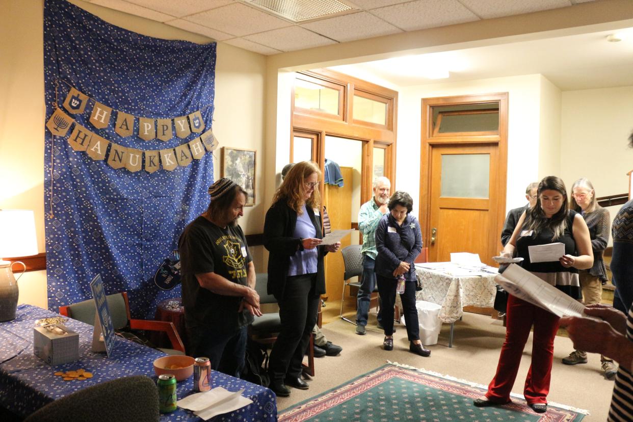 "We believe that it is only through outreach and education that we can work to stop hate and make Montana a state we all feel safe and proud to call home," says Rebecca Stanfel, director of the Montana Jewish Project. Here, Jews gather to celebrate Hanukkah at the historic Temple Emanu-El.