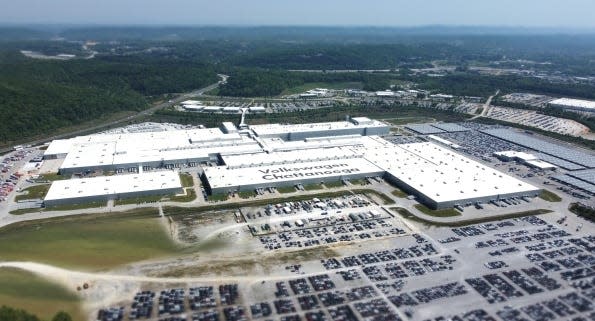 An aerial view of the Volkswagen Chattanooga plant in Tennessee where workers will start voting April 17, 2024 on whether or not to unionize.