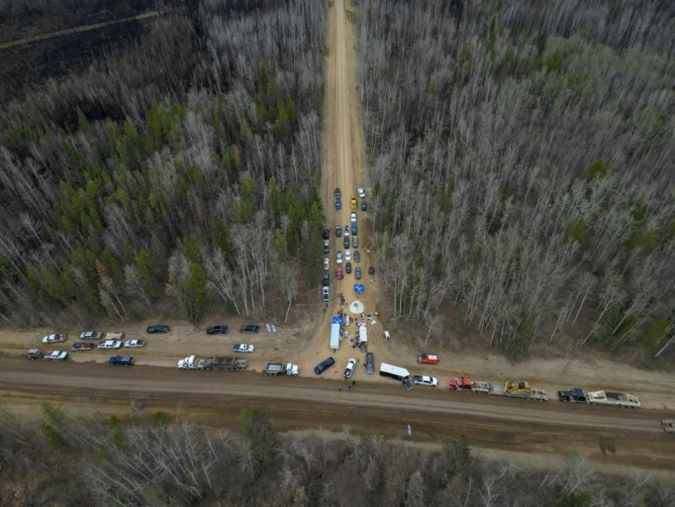 An aerial view of the camp established by Woodland Cree First Nation to call for a halt to Obsidian Energy's expansion plans in the Peace region of northern Alberta. 