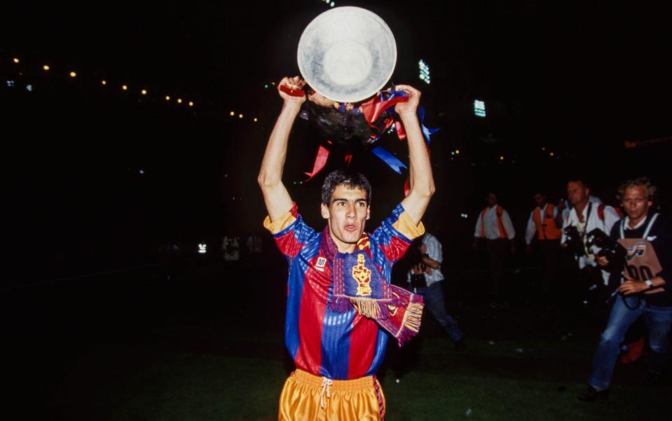 Pep Guardiola celebrates winning the Champions League as a player with Barcelona - Pep Guardiola's 12-year Champions League quest: Expect tears to flow if Manchester City triumph - Icon Sport/Eric Renard