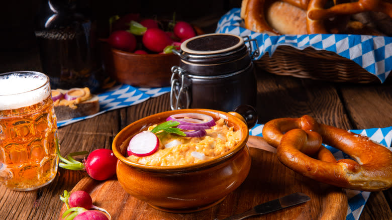 Obatzda spread with pretzels