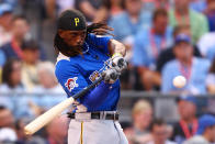 National League All-Star Andrew McCutchen #22 of the Pittsburgh Pirates at bat in the first round during the State Farm Home Run Derby at Kauffman Stadium on July 9, 2012 in Kansas City, Missouri. (Photo by Dilip Vishwanat/Getty Images)