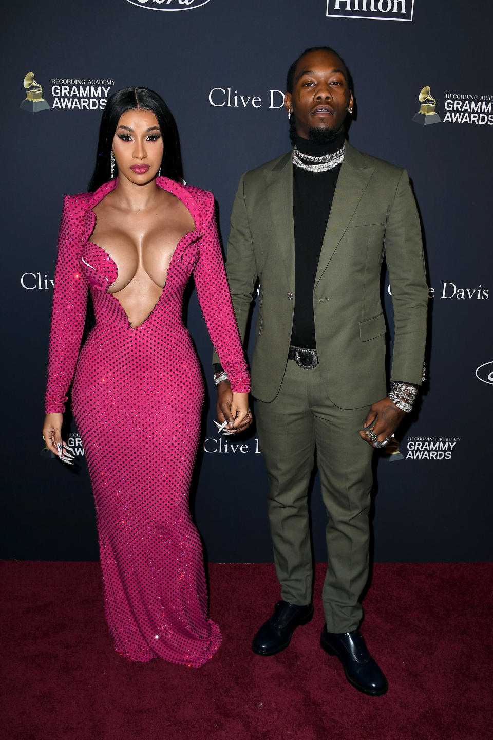 Cardi B and Offset pose at a pre-Grammy gala on January 25, 2020