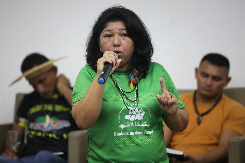 Bare, coordinator of the APIAM organization, speaks during a news conference in Manaus