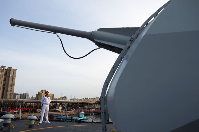 Chinese People's Liberation Army (PLA) Navy opens warships for public viewing in Qingdao