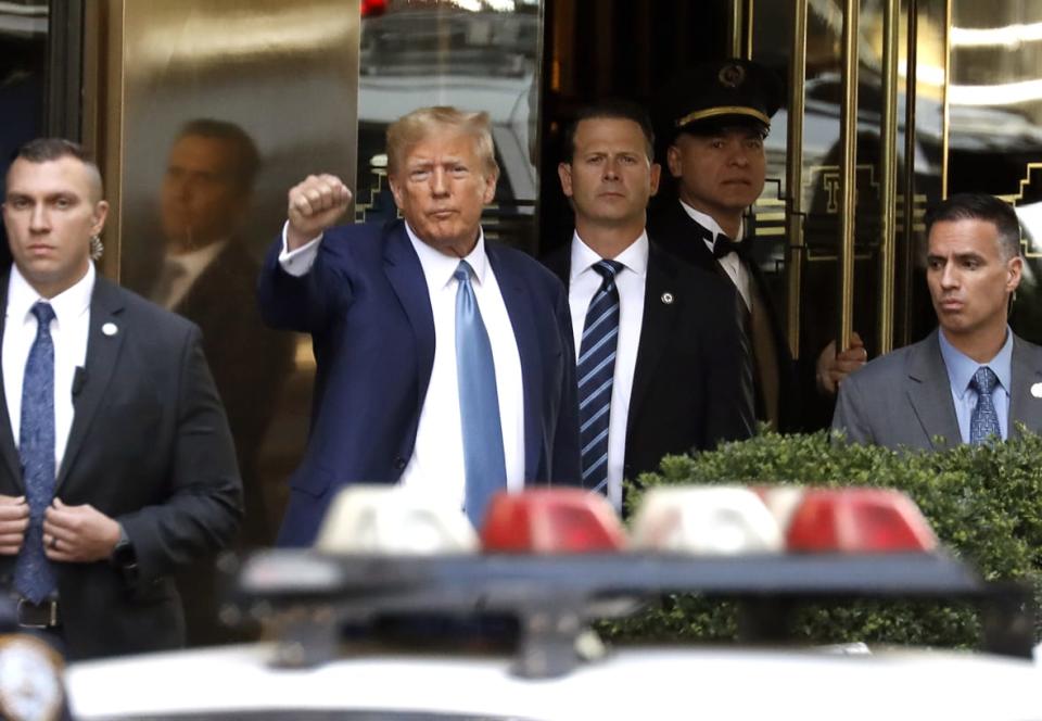 Former U.S. President Donald Trump leaves Trump Tower on April 13, 2023 in New York City. (Photo by John Lamparski/Getty Images)