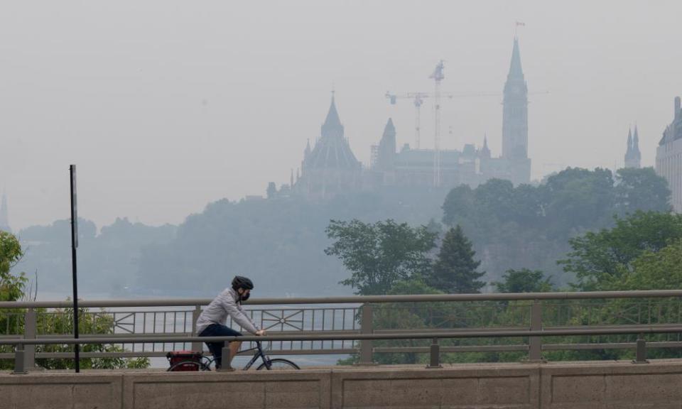 Downtown Ottawa on Wednesday, shrouded in smoke.