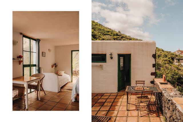 <p>Salva López</p> The bedroom and terrace of an El Sitio guest house, on El Hierro.