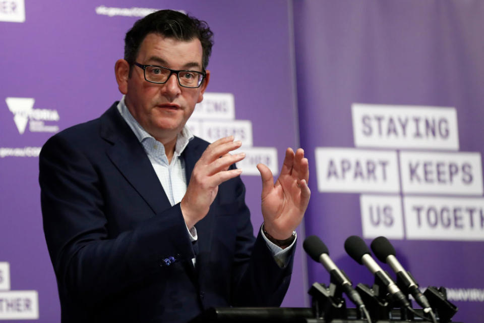 Victoria Premier Daniel Andrews speaks to the media at the daily briefing on August 31, 2020 in Melbourne, Australia.