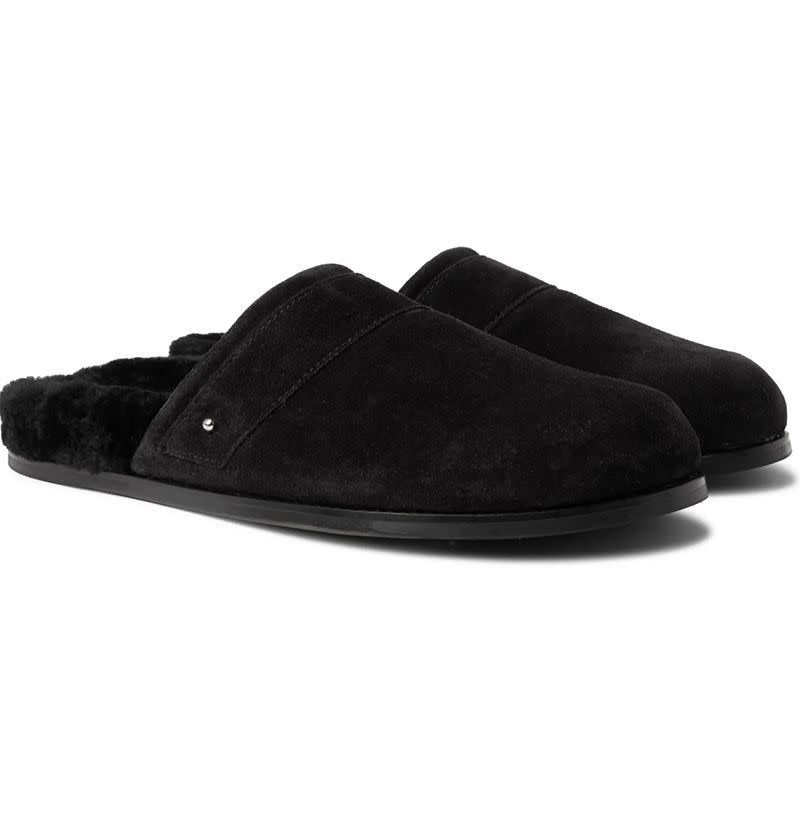 Shearling-Lined Suede Slippers