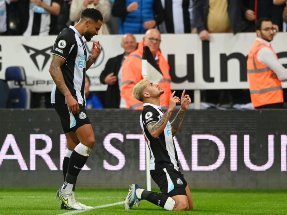 Bruno Guimaraes celebrates scoring Newcastle’s second (Getty Images)