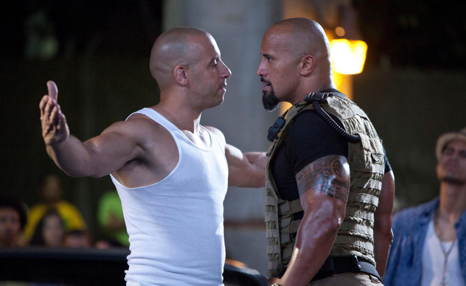 Vin Diesel and The Rock have an intense confrontation