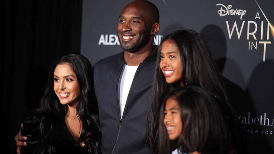 Kobe Bryant, pictured here with his family at the premiere of Disney's 'A Wrinkle In Time' in 2018. 