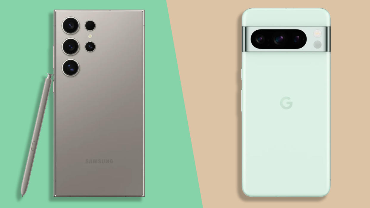  The Samsung Galaxy S24 Ultra and the Google Pixel 8 Pro. 