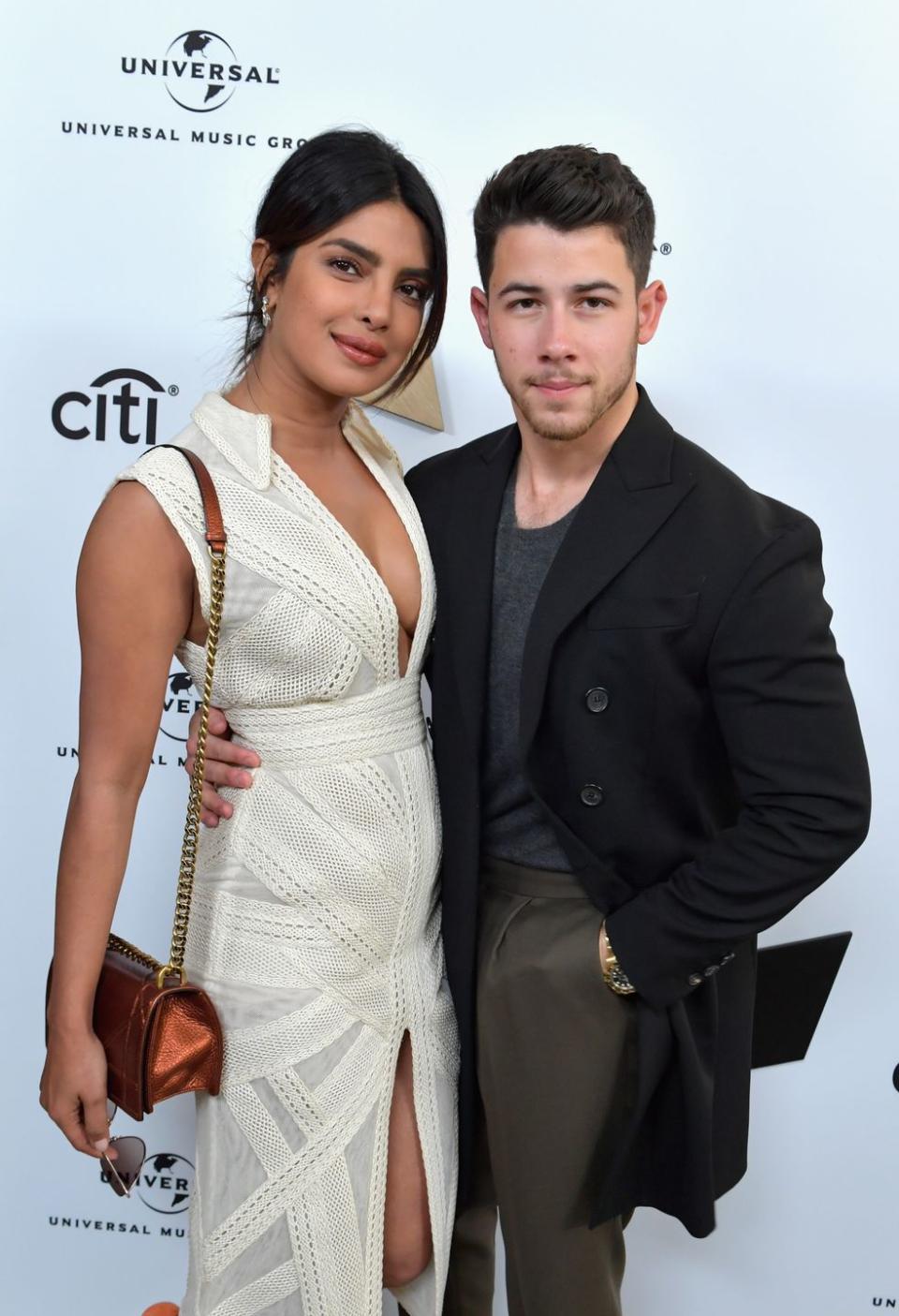 <p>Priyanka Chopra and Nick Jonas attend Sir Lucian Grainge's 2019 Artist Showcase Presented by Citi at The Row on February 9, 2019 in Los Angeles. </p>