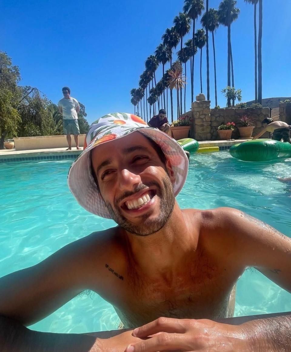 Aussie F1 driver Daniel Ricciardo (pictured) enjoying a swim.