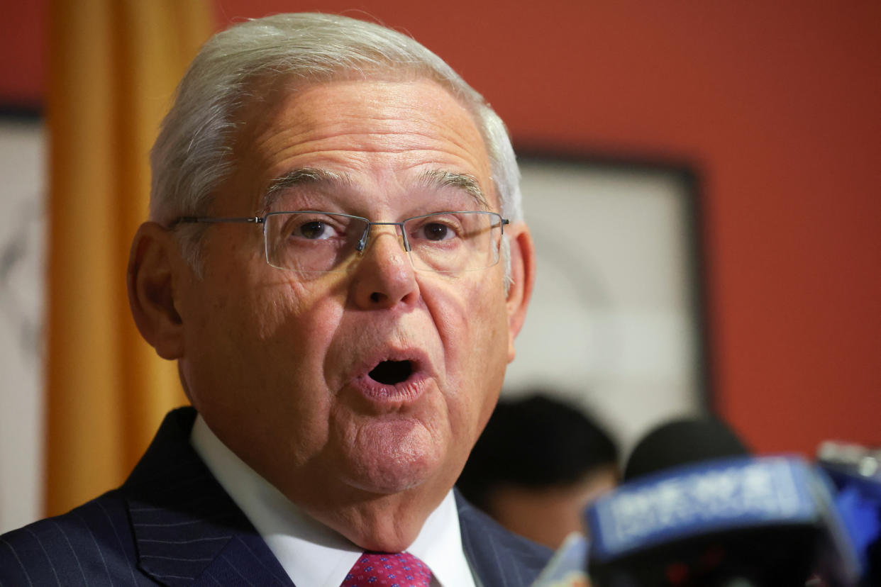 Sen. Robert Menendez used the Monday press conference to suggest how he may defend himself against the federal charges.