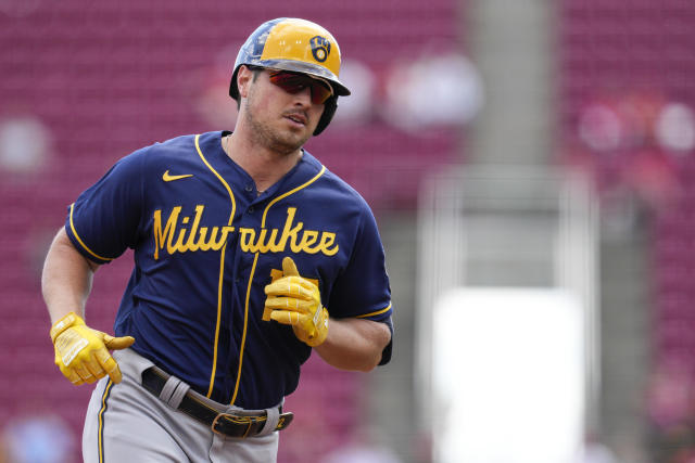 Angels acquire slugging outfielder Hunter Renfroe from Brewers in