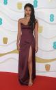 <p>Zazie Beetz matched her lipstick to her burgundy dress for the awards.</p>