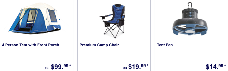 Camping gear on sale as Special Buys at Aldi.