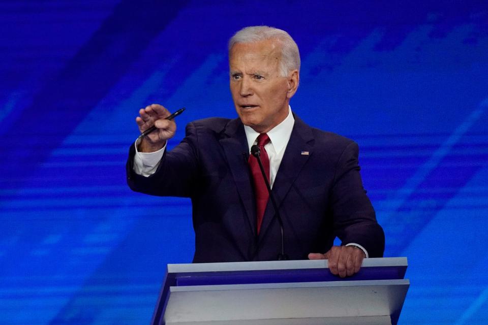 Former Vice President Joe Biden at the Democratic debate in Houston on Sept. 12, 2019.